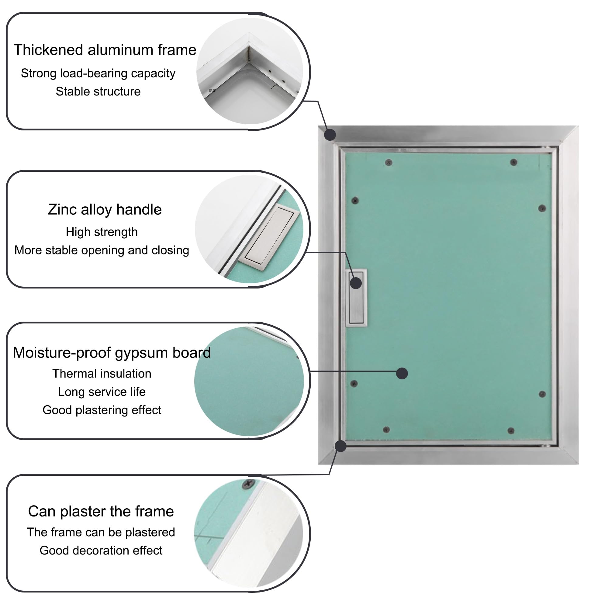 Genérico Panel de Acceso Oculto de Aluminio Personalizable para Paneles de Yeso, plomería y Electricidad - 600 x 1500 mm (23,6 x 59,1 Pulgadas) - Duradero, fácil de Instalar, Acabado sin Juntas