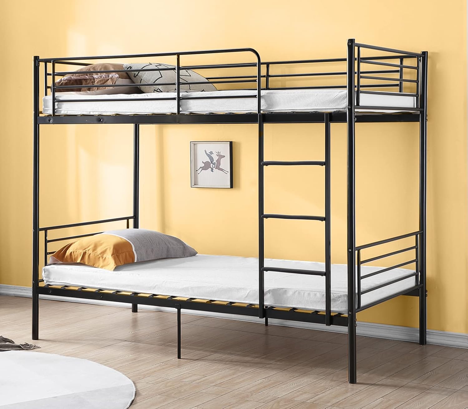 Bonnlo Metal Bunk Bed Twin Over Twin Bed Frame with Safety