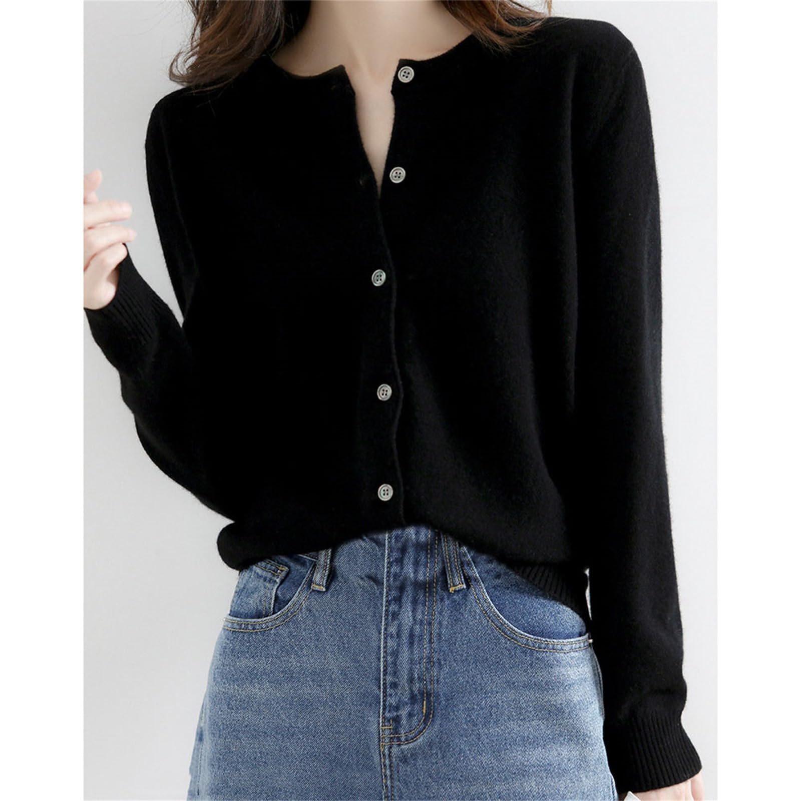 Cardigan da donna con scollo rotondo, cardigan 2026, per primavera e