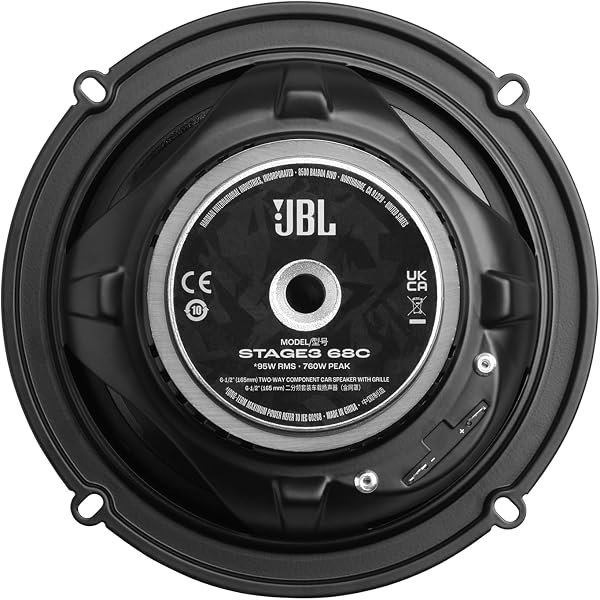 JBL Stage3 Gen2 68C Système de Haut-Parleurs Éclatés 2 Voies 16,5cm (6,5") 760W Pack de 2 - Kit Composants Audio Voiture Tweeter à Dôme en Soie Basses Plus One avec Grilles de Protection Incluses - 4