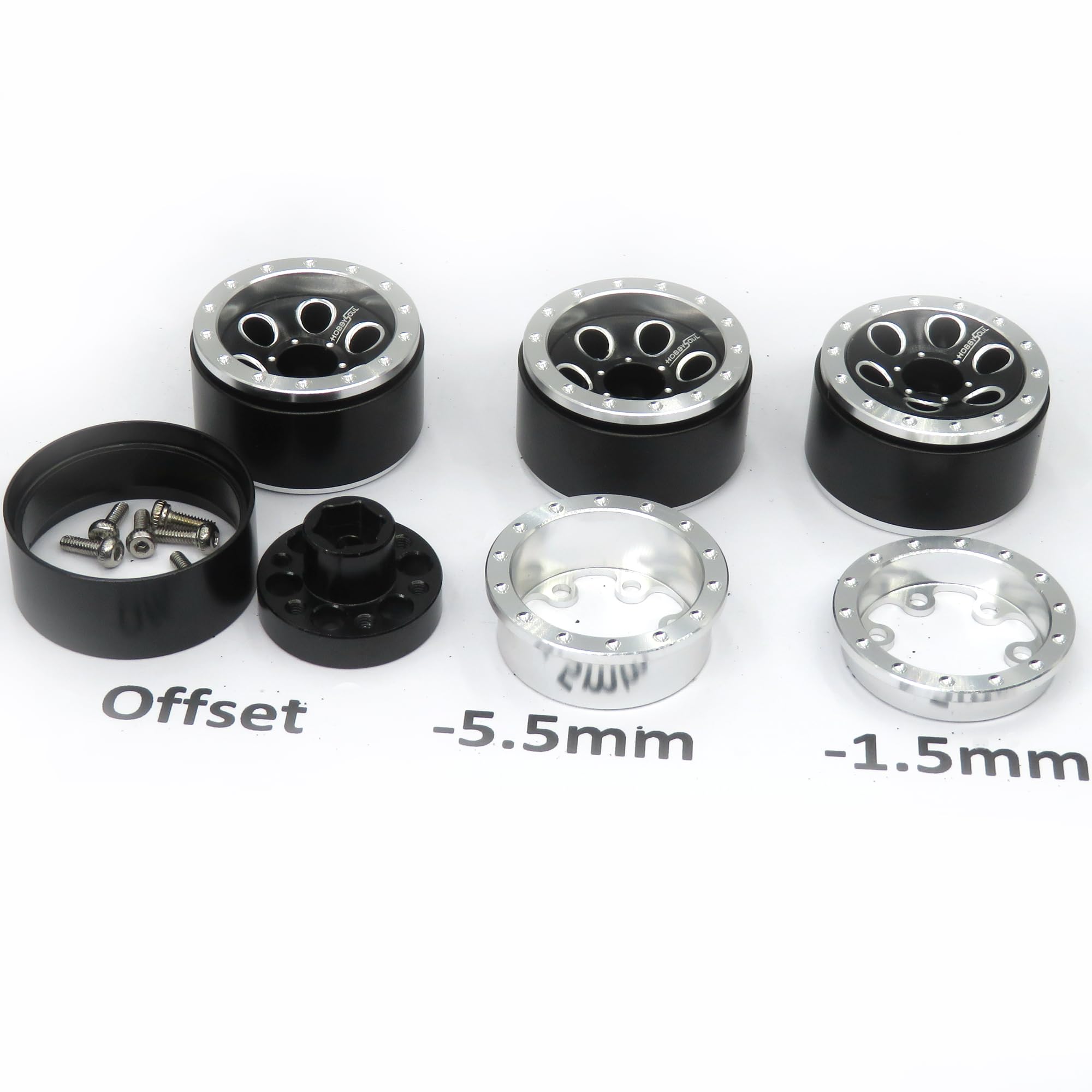 HOBBYSOUL 1.0 Mud Tires & Beadlock Wheels - 61mm For 1/18 1/24 RC Crawlers
