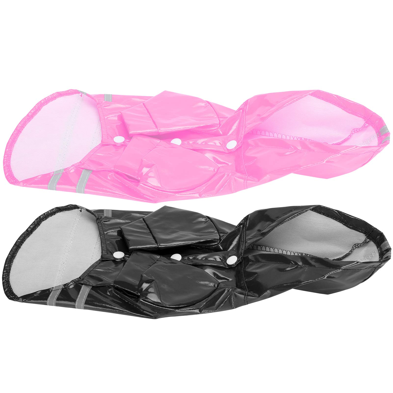 2pcs Dog Raincoat, 2pcs Coats Hooded Rainwear Reflective Pet Polyester PU Raincoats with Safety Stripe Black Walking Outdoor Supplies (XL)