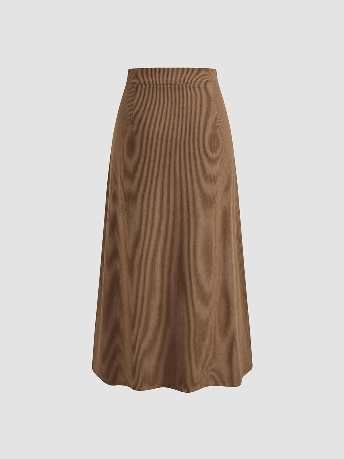 CIDER Skirts for Women Corduroy Midi A Line Ruffle Button Front Mid Waist Solid Casual Skirt