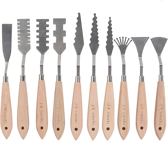 Conda 10PCS Painting Knife Set, Stainless Steel Palette Knife Painting Tools, Mixing Scraper Art Spatula Knives Paint Oil Painting Accessories Art