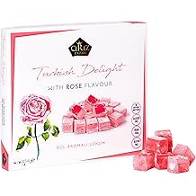 Turkish Delight with Rose Flavor 454gr Gourmet Medium Size Snacks Gift Box | No Nuts Sweet Luxury Traditional Confectionery Vegan Soft Candy Dessert Glucose Free Lokum (Loukoumi) Approx.42 Pcs