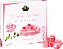 Turkish Delight with Rose Flavor 454gr Gourmet Medium Size Snacks Gift Box | No Nuts Sweet Luxury Traditional Confectionery Vegan Soft Candy Dessert Glucose Free Lokum (Loukoumi) Approx.42 Pcs
