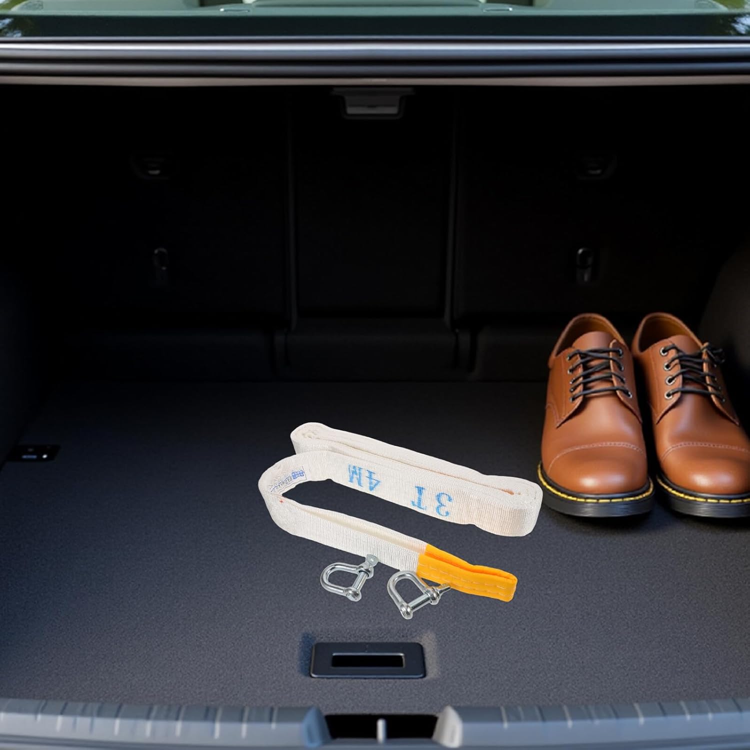 Heavy Duty Car Tow Strap 3 Ton 4 Meter with Metal Hooks, Automotive Towing Rope for Trucks Suvs, Vehicle Tow Cable for Outdoor Emergency Use