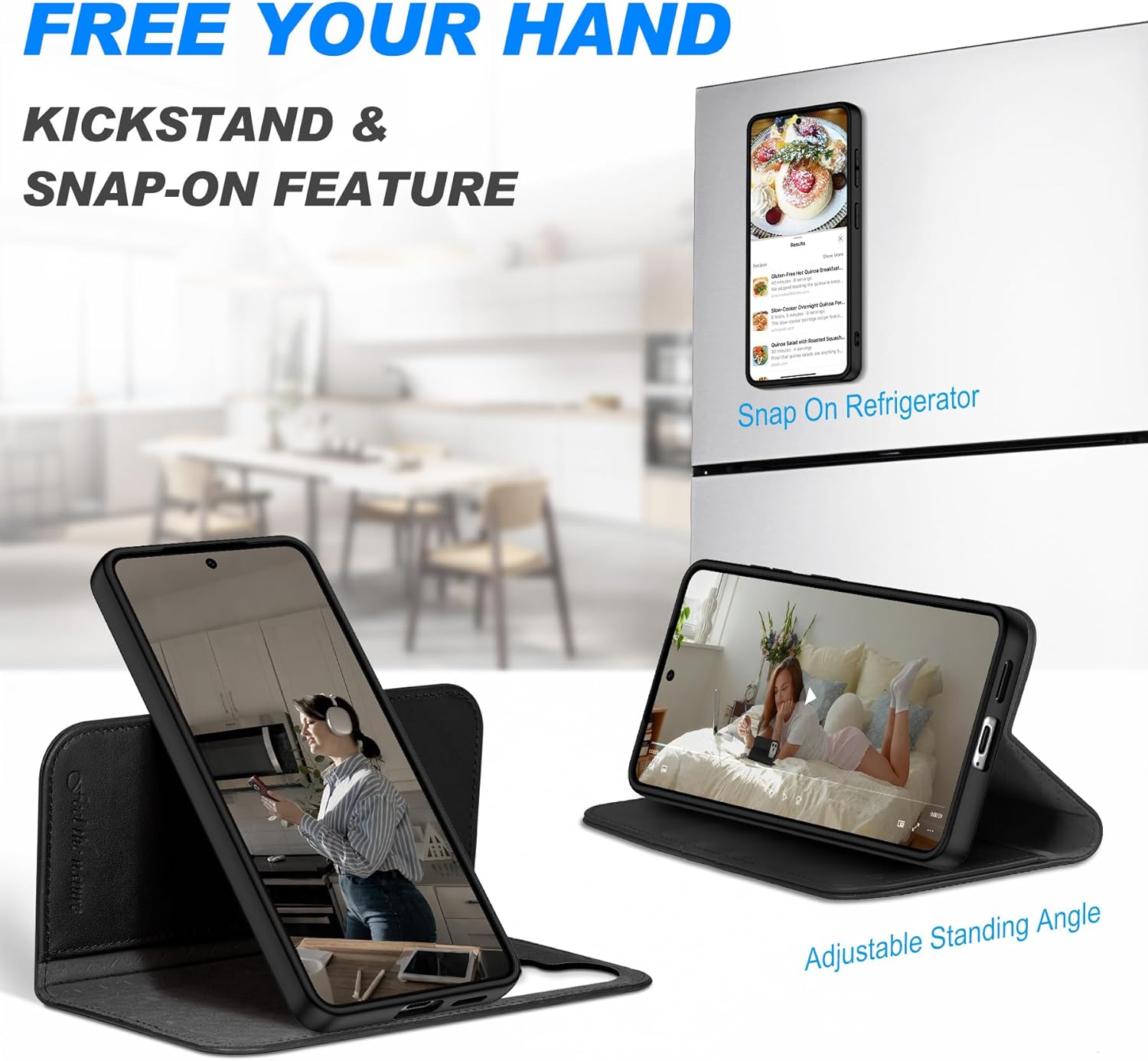 SHIELDON 2-in-1 Wallet Case for Galaxy S26+ Plus 6.7-inch 2026, Genuine Leather, Detachable, Wireless Charging, Folio Magnetic, Kickstand, RFID Blocking Credit Card Holder, Shockproof Cover - Black