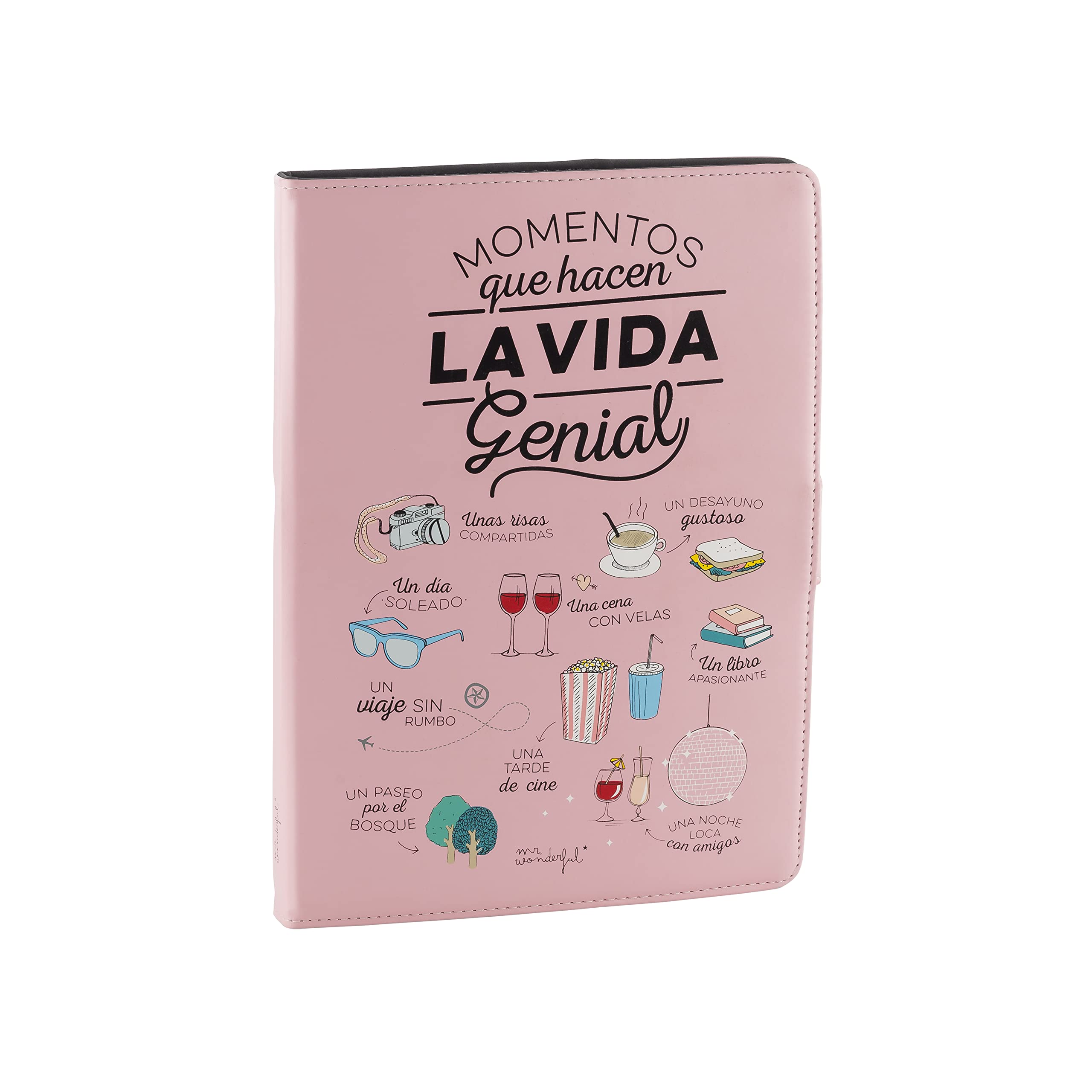 Mr Wonderful Wondee Funda Tablet Universal de 9,7" a 10,2" Pulgadas - Tipo Libro con Diseño Moments, Rosa