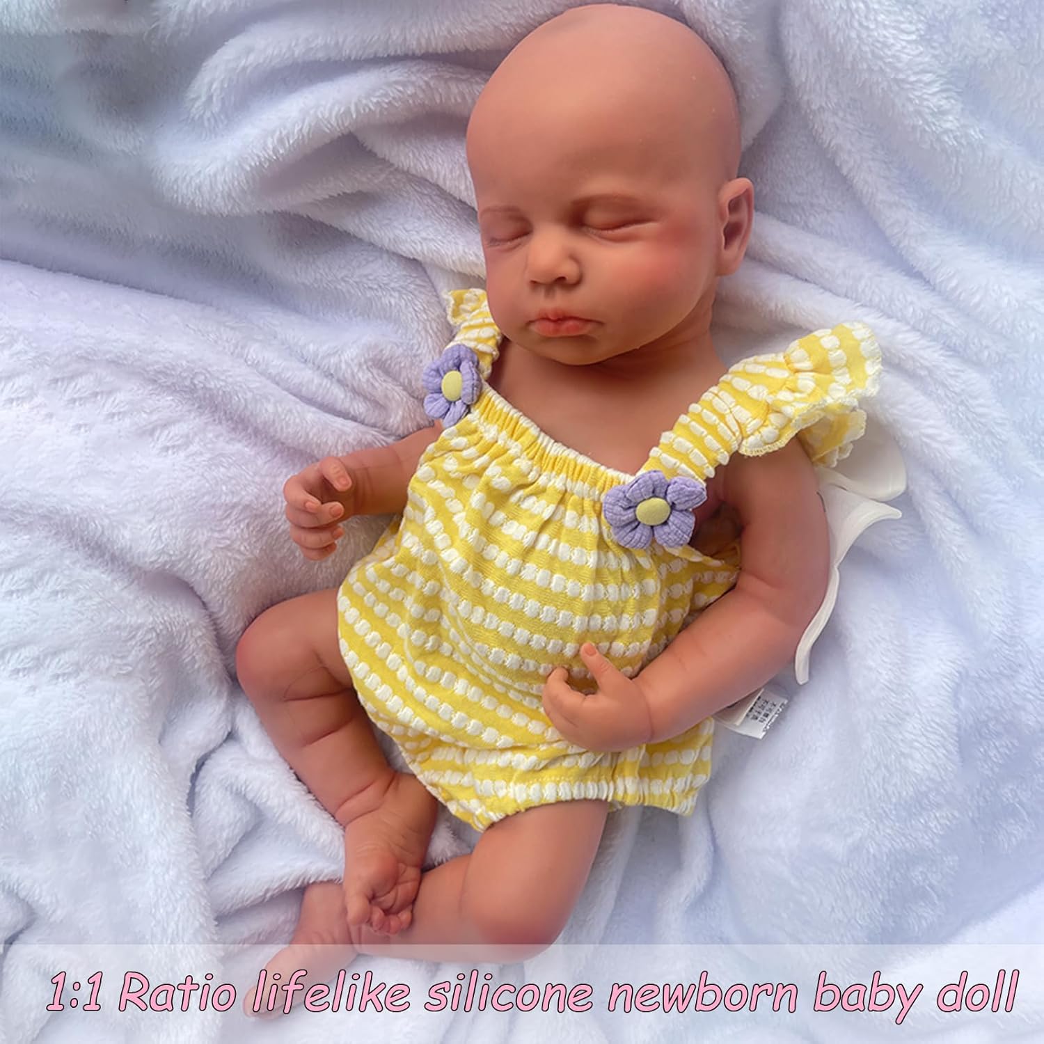 20 Inch Loulou Girl Full Body Silicone Reborn Baby Dolls Cute Newborn Baby Doll That Look Real Sleeping Babies (Tan)