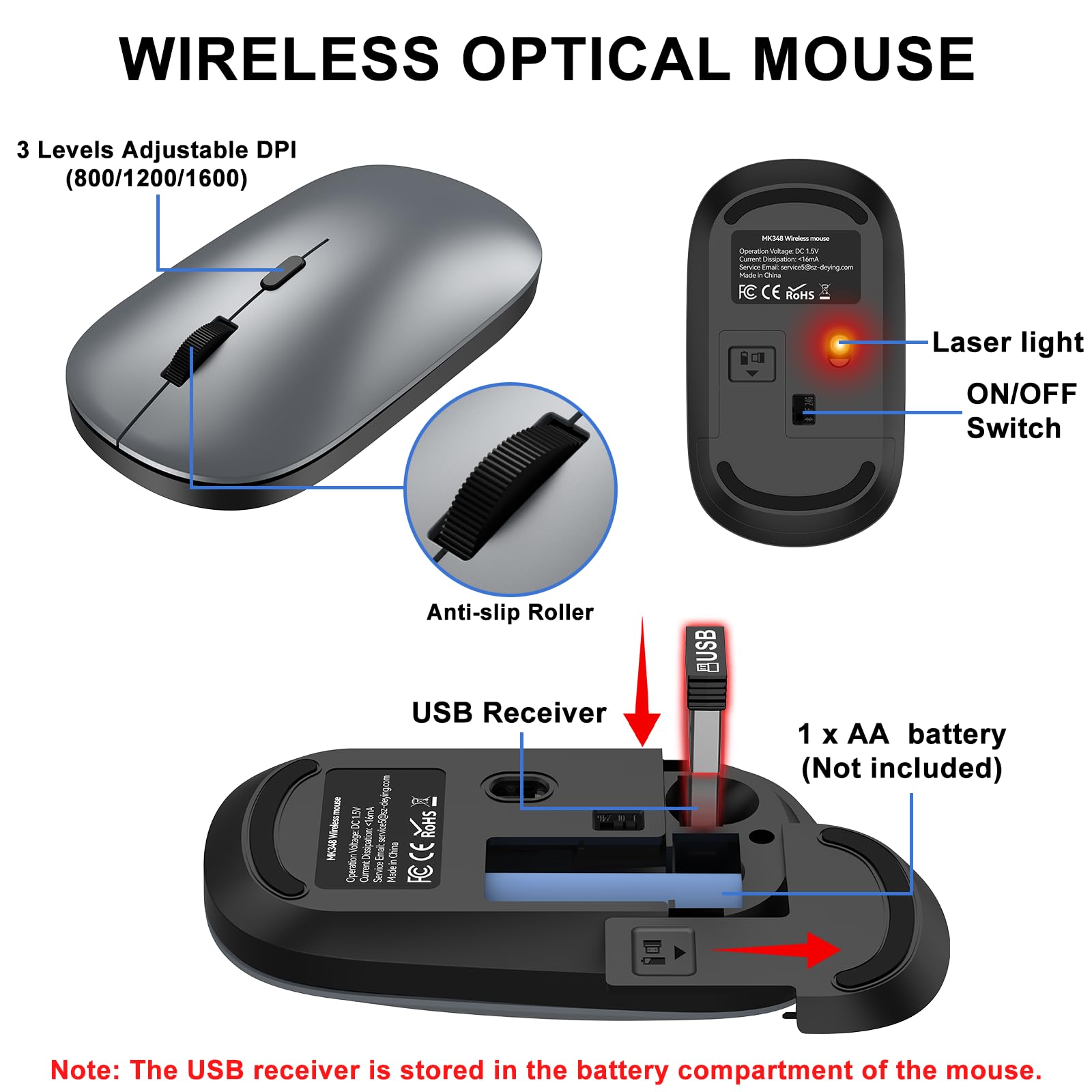 Combo de teclado y mouse inalámbricos, teclado y mouse inalámbricos ultrafinos de tamaño completo, adecuado para portátiles y PC
