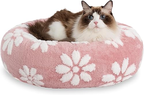 Miniatura 1 de Camas en forma de dona para perros pequeños, camas redondas relajantes para gatos de interior, bonita cama para mascotas con textura 3D con funda