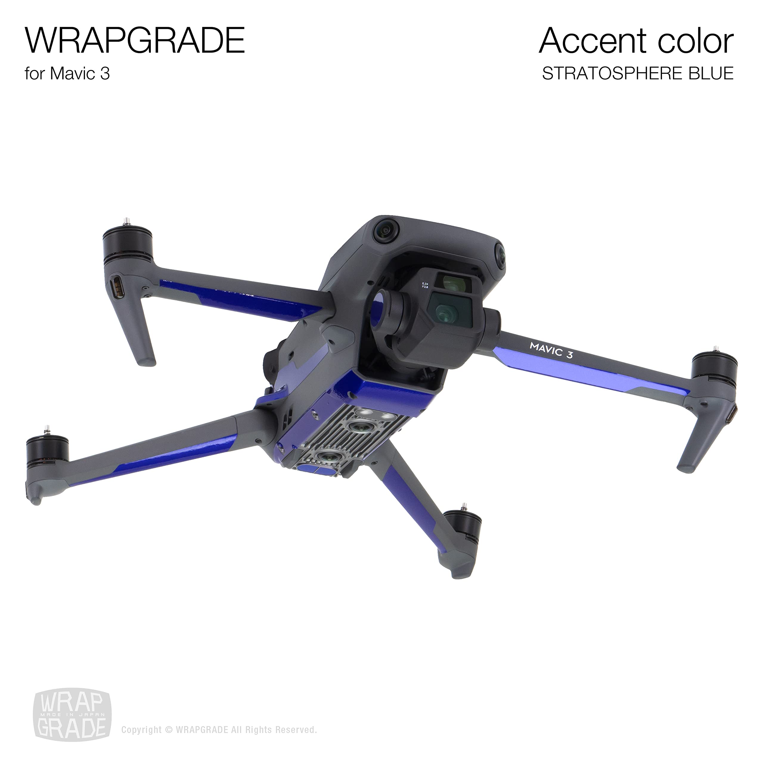 WRAPGRADE Skin Stickers for Mavic 3 Pro/Mavic 3 Classic | Accent Color (STRATOSPHERE BLUE/Pro) - Image 2