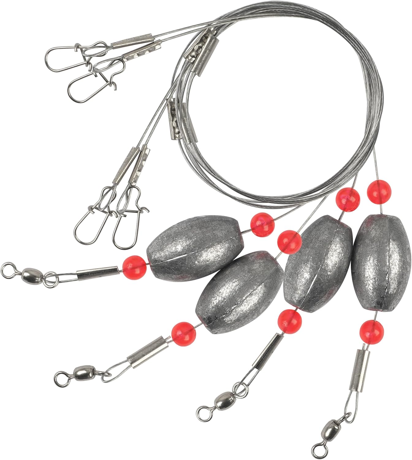 Fishing Grouper Rig Saltwater Carolina Rig Bottom Surf Fishing Rig Steel Fishing Wire Leader with Egg Sinker Weights for Catfish Flounder Drum Grouper Halibut Snapper