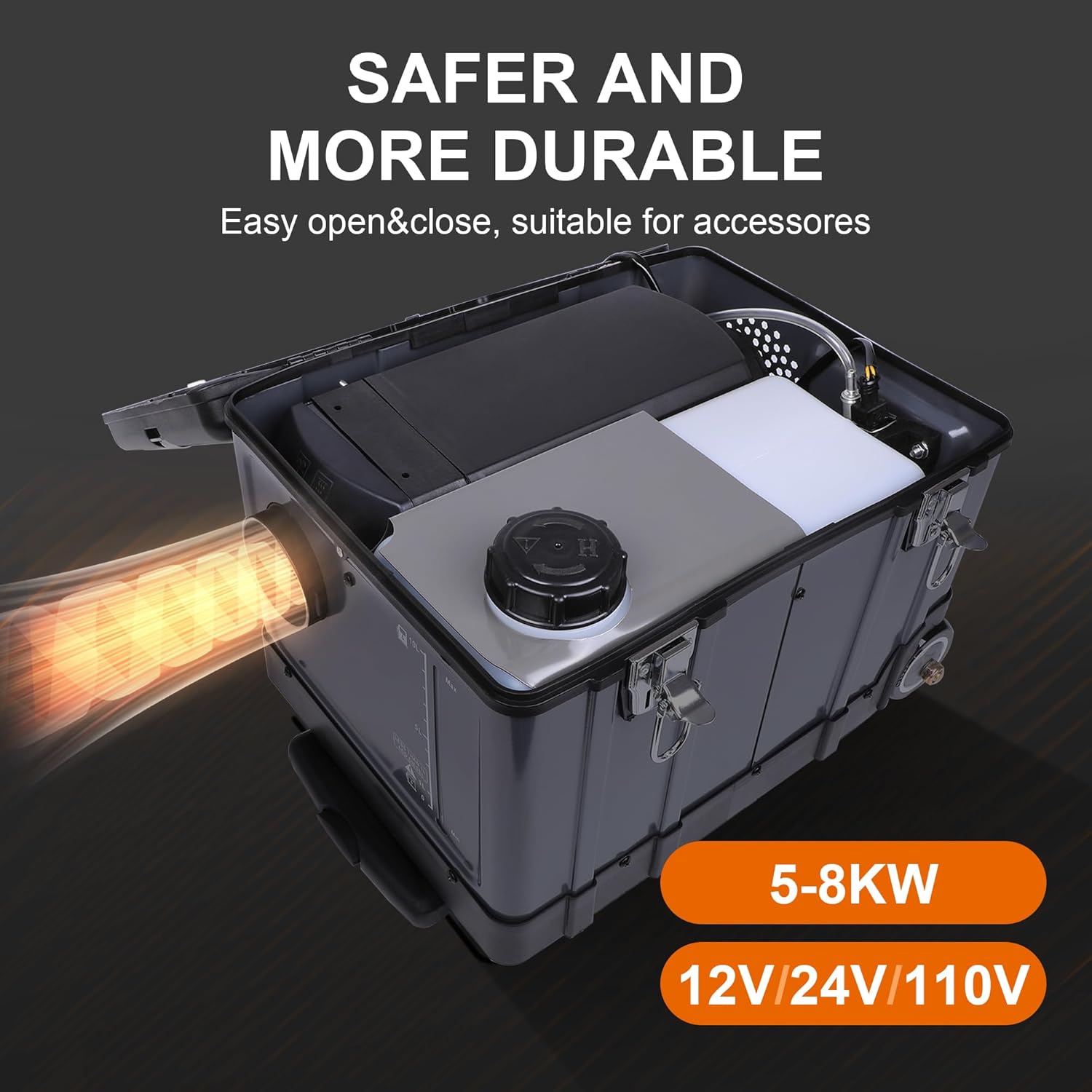 8KW Diesel Air Heater w/bluetooth App & 110V AC Adapter, 12V/24V Portable Diesel Heater, Fast Heating Low Noise Parking Heater with Power Adapter for RV Truck Boat Car Bus Shop Garage House