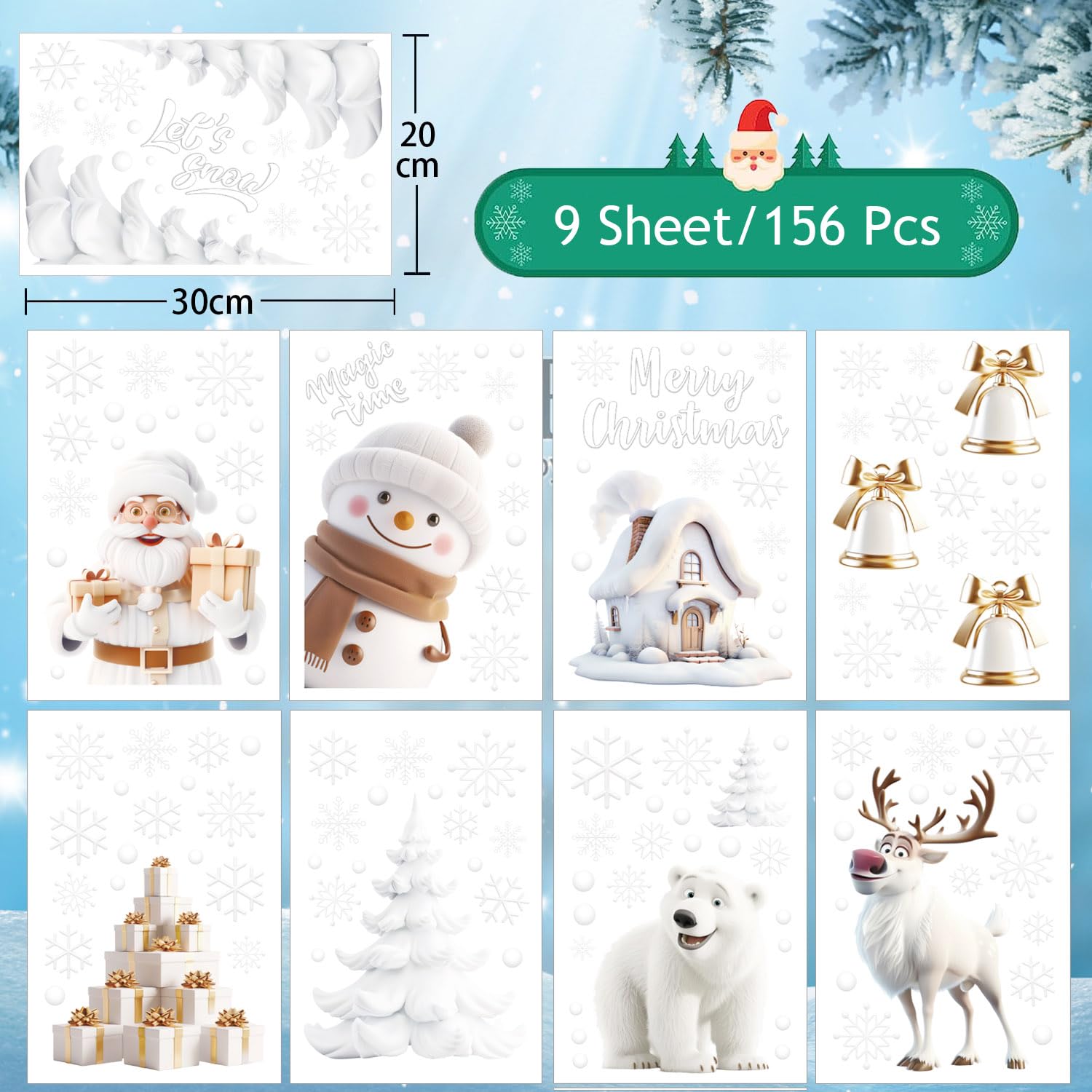 10 Fogli Di Vetrofanie Natalizie - Adesivi Per Finestre Riutilizzabili Con Babbo Natale, Alberi, Pupazzi Di Neve, Decorazioni Natale Casa E Negozio
