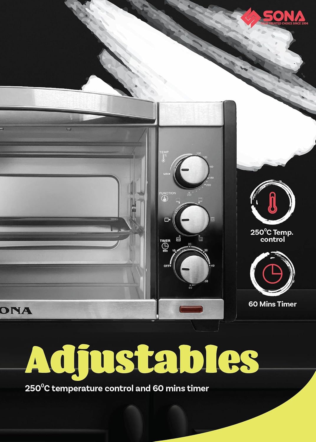 Sona 35L Electric Oven Control Knobs