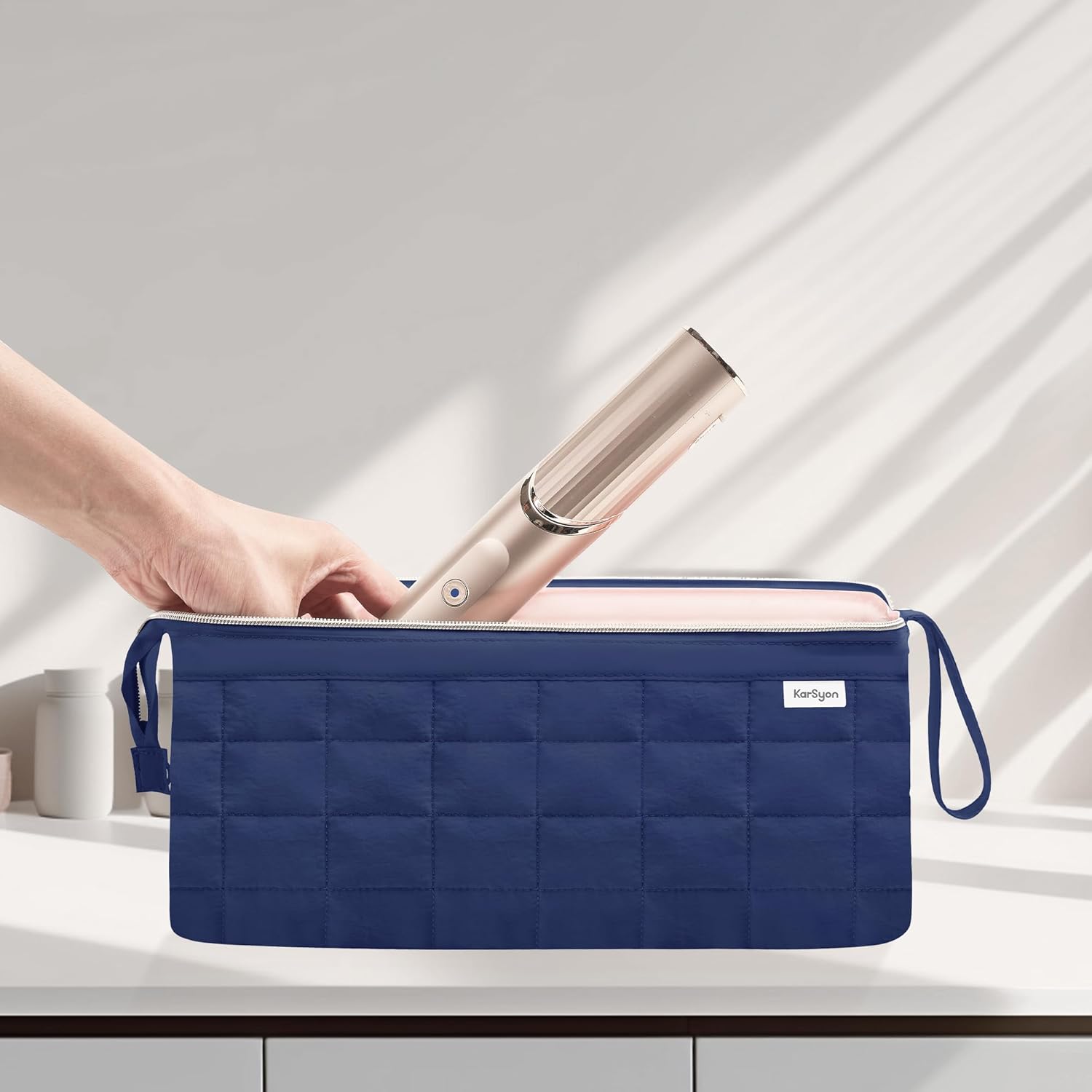 Hair Tools Travel Bag Organizer for Dyson Airwrap Case Holder Shark Hair Dryer Flex Style Airstraight Brush Revlon Attachments Carrying Case Flat Curling Iron Bags (Blue) - Image 3