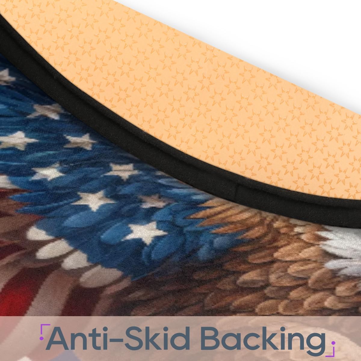 Round Rug 3ft Flag Eagle Indoor Circle Area Circle Rugs Washable Non-Slip Bedside Indoor Doormat for Living Room Bedroom Playroom Nursery Room Decor Carpet Mat Splat Mat for High Chair