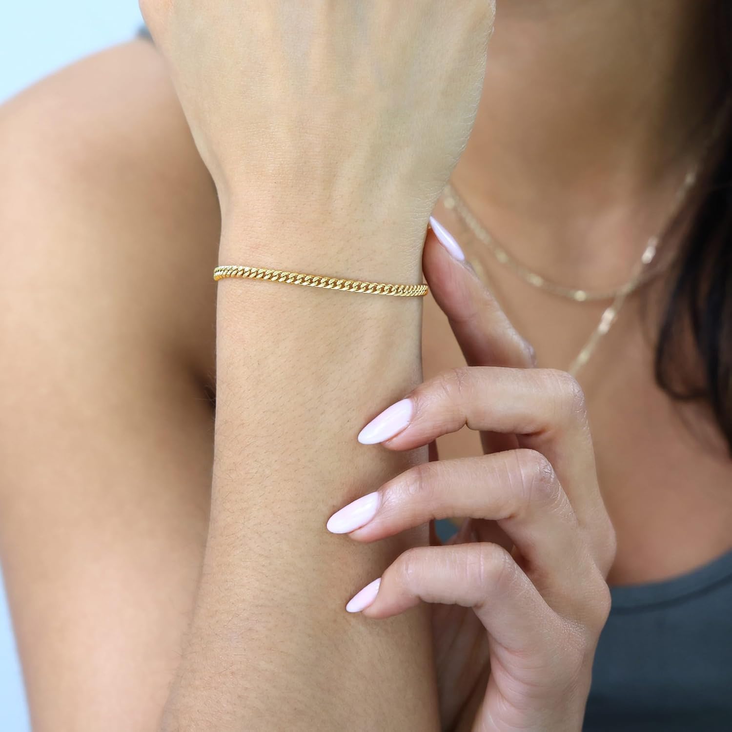 Nuragold 10k Real Yellow Gold Miami Cuban Lightweight Link 3mm Chain Bracelet or Anklet (7"-9") Italian Jewelry for Men & Women