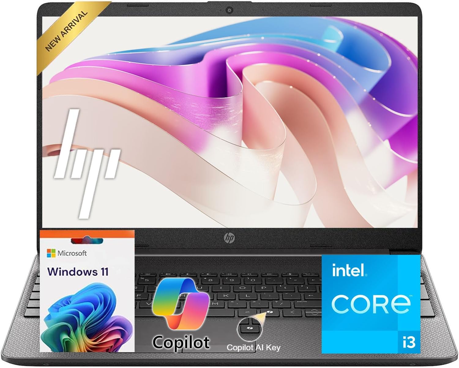 HP 15.6" FHD Business Laptop for Home or Work • 2026 Edition • Intel 13th i3-1315U (6 Cores) • 8GB RAM • 256GB PCIe SSD • Copilot AI Key • Wi-Fi 6 & Bluetooth 5 • Windows 11