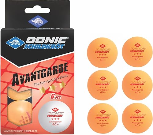 Schildkröt Donic Schildkröt Avantgarde 3-Star Table Tennis Balls, Orange (Pack of 6)
