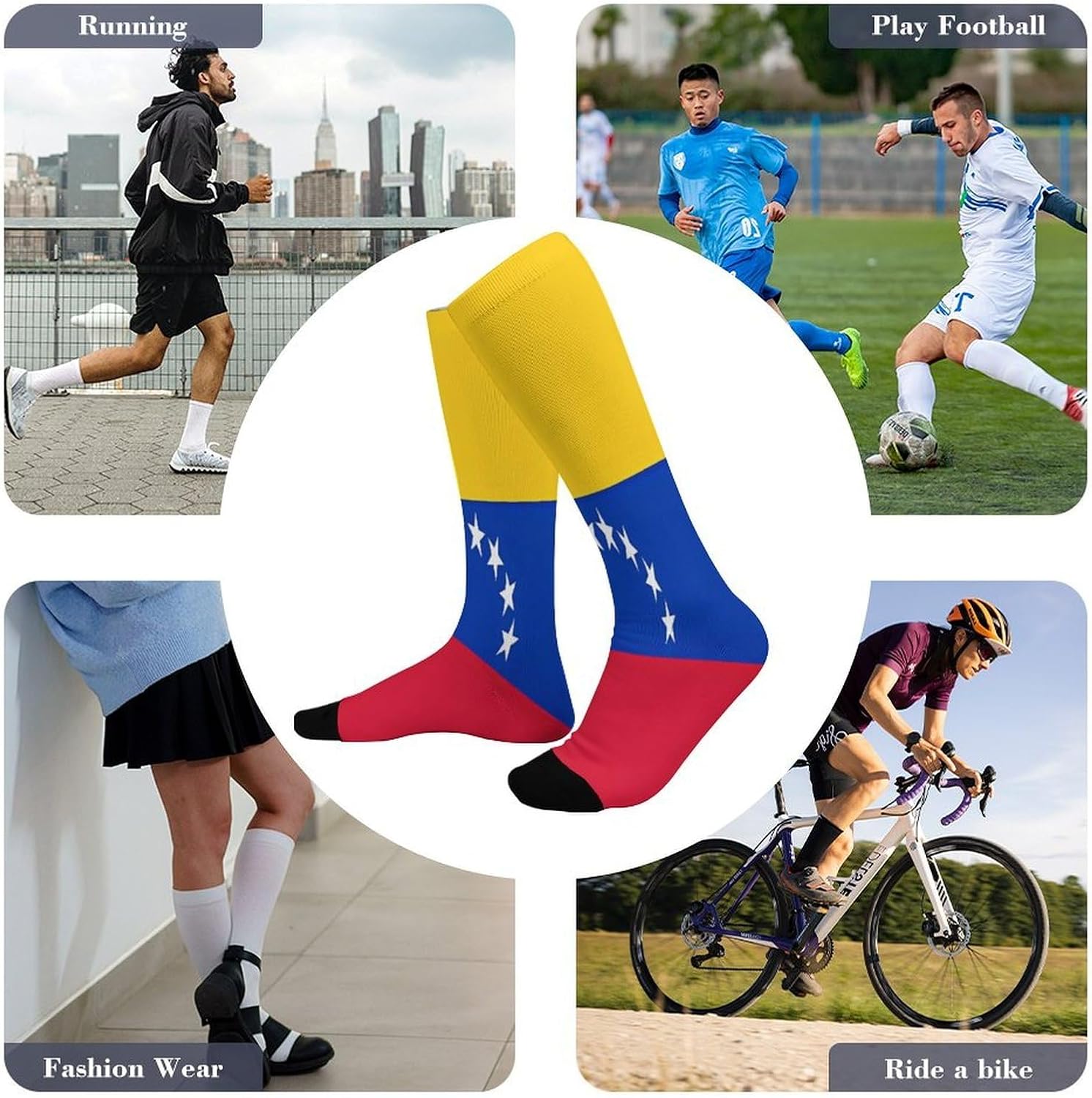 Flag of Venezuela Compression Sock Circulation Support Socks Lightweight Knee High Tube Sock Over-The-Calf Sock for Adult