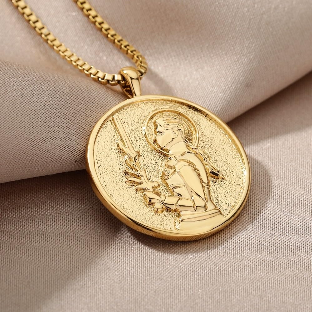 18 Karat Vergoldete Halskette Medaille Medaillon Königin Halskette