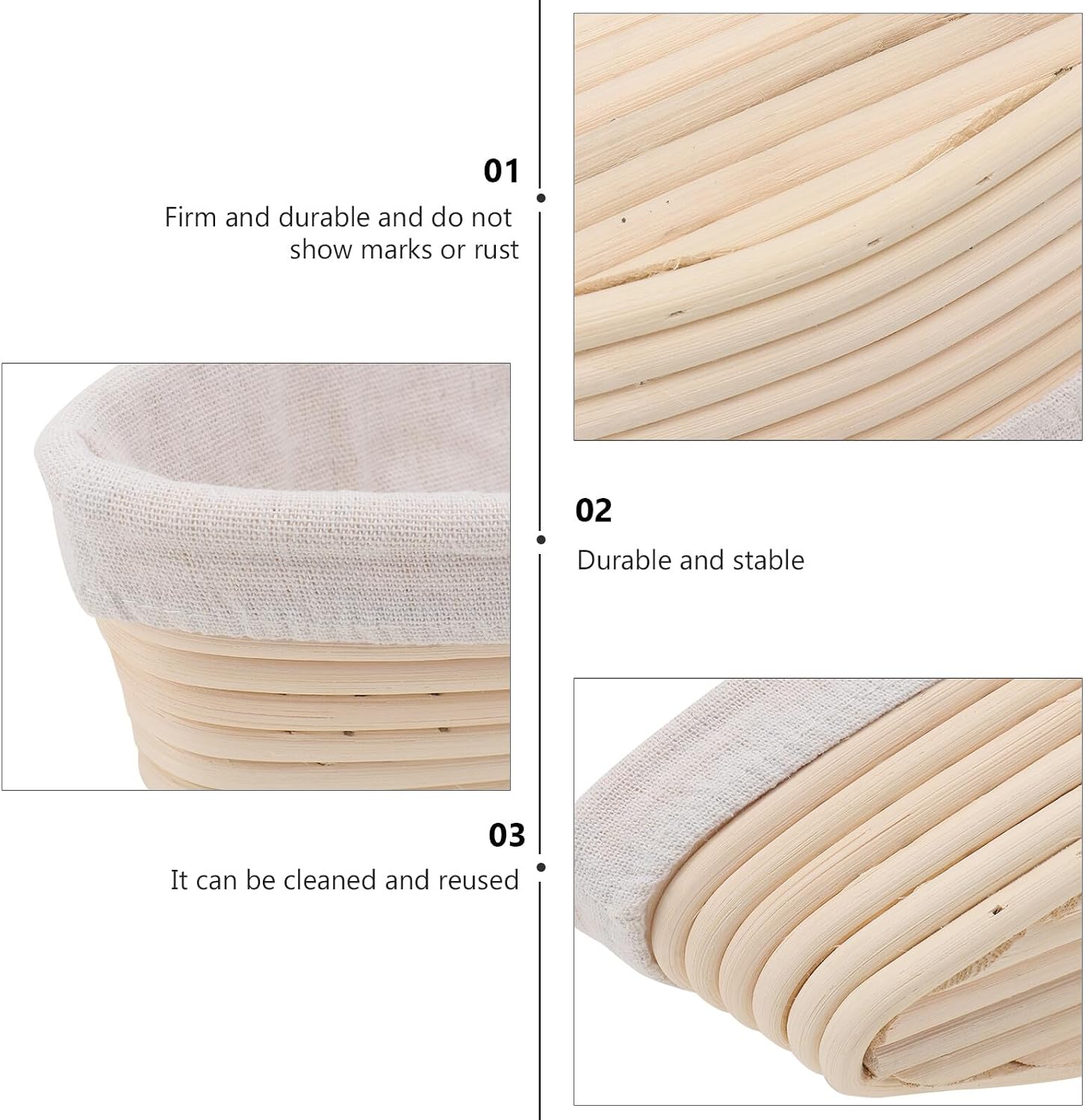 SECFOU Dough Proofing Basket and Rattan Woven Bread Mold 29×12.5×7cm Natural Rattan with Linen Cloth Liner Bread Baking Basket for Sourdough