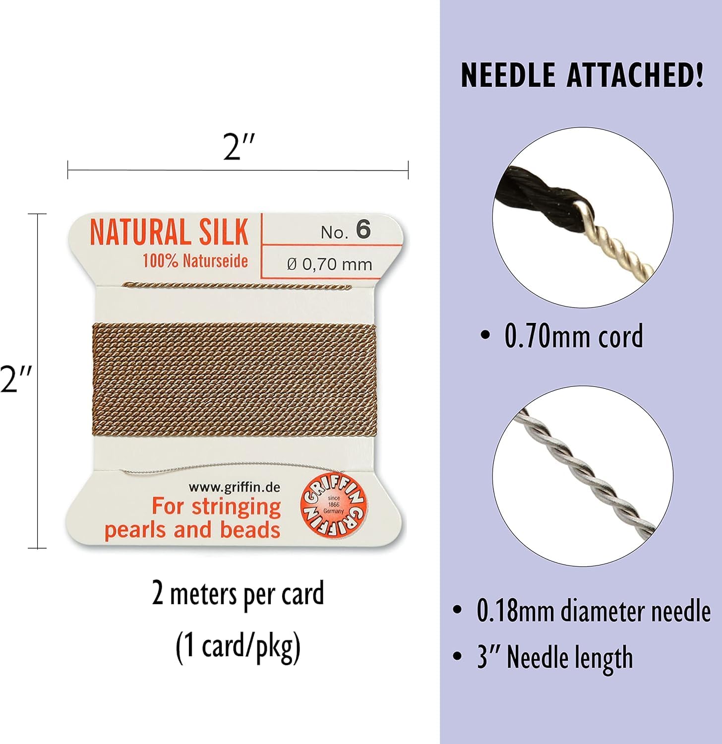 Griffin Bead Cord 100% Natural Silk Beige #6