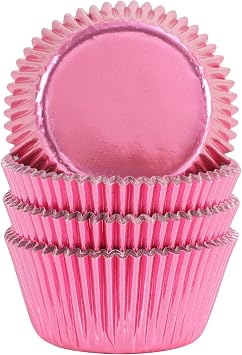 Standard Pink Foil Cupcake Liners Wrappers Baking Cups for Baking 100 Count, Pink