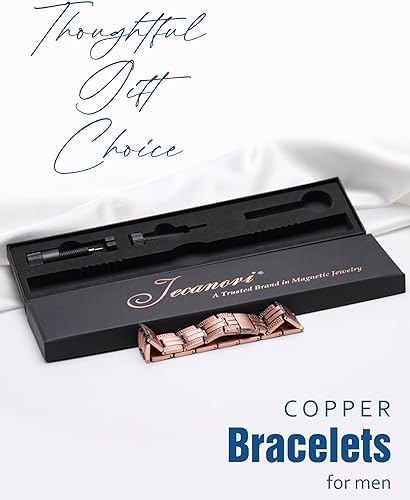 Miniatura 7 de Jecanori 3 pulseras magnéticas de cobre para hombres con herramienta de tamaño