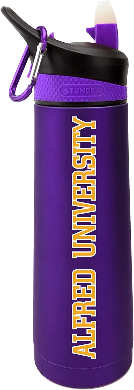 The Fanatic Group Personalized Alfred University Dual Walled Stainless Steel Sports Bottle, Design-1 - Purple