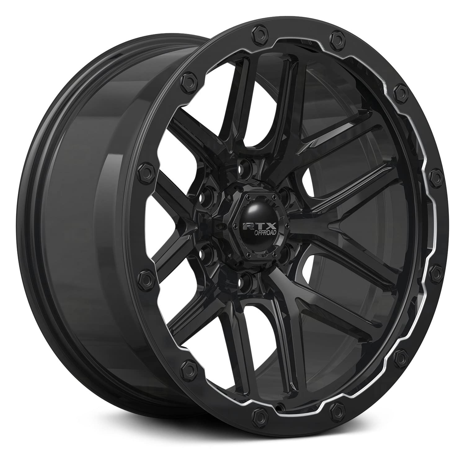 RTX Volcano 18" Custom Wheel: Gloss Black with Milled Accents (6x135, Aggressive Offset)