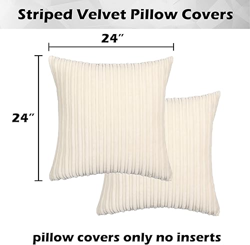 Miniatura 7 de Kevin Textile - Juego de 2 fundas de almohada de pana de terciopelo a rayas