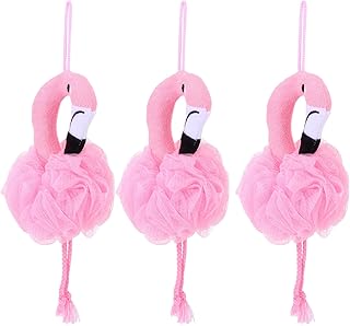 Minkissy Baby Sponge 3PCS Shower Loofah Bath Sponge Mesh Pouf Scrubber Body Washer Kid Flamingo Body Exfoliator Foaming Mesh Nets Skin Clean Exfoliating Scrubber for Bathroom Baby Bath Sponge