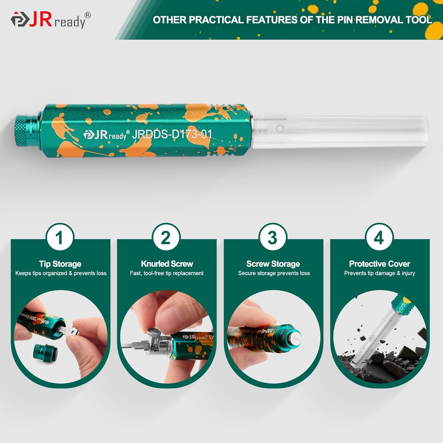 JRready JRDDS Series Terminal Removal Tool Kit Molex Pin Extractor Tool with Storage Handle 9 Replaceable Tips for AMP Delphi Molex Bosch Connectors ACTCRH7A07 Extraction Tools