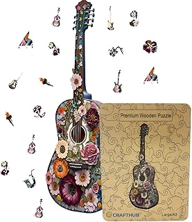 CRAFTHUB Harmony in Art: Unique Guitar Wooden Jigsaw Puzzle, a Must-Have for Music Enthusiasts/A3 Size,15.5