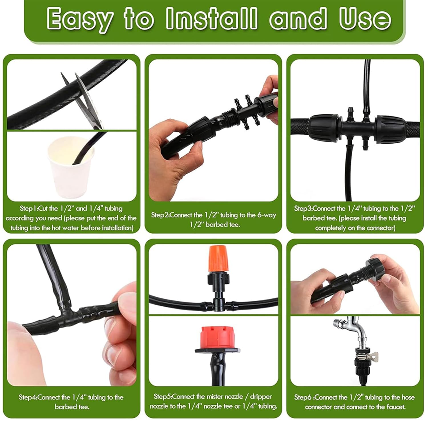 Drip Irrigation System Kit, Automatic Garden Watering Irrigation Equipment for Greenhouse Yard Lawn Plant Grass(125FT)