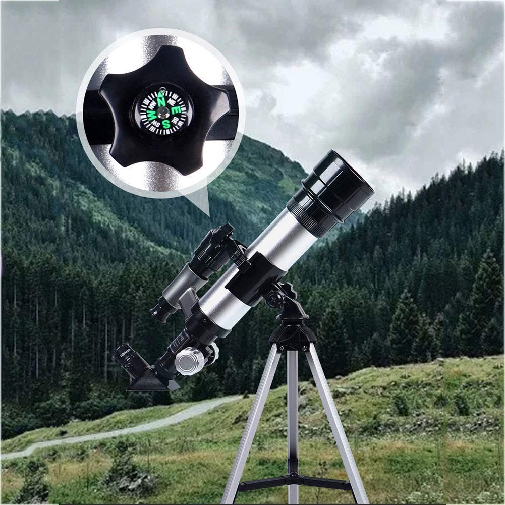 Telescopio Portatile per Bambini Principianti 74 mm telescopio astronomico rifrattore Regolabile con treppiede oculari Bussola cercatore di Stelle Lente Astronomia Giocattolo per osservare Le Stelle