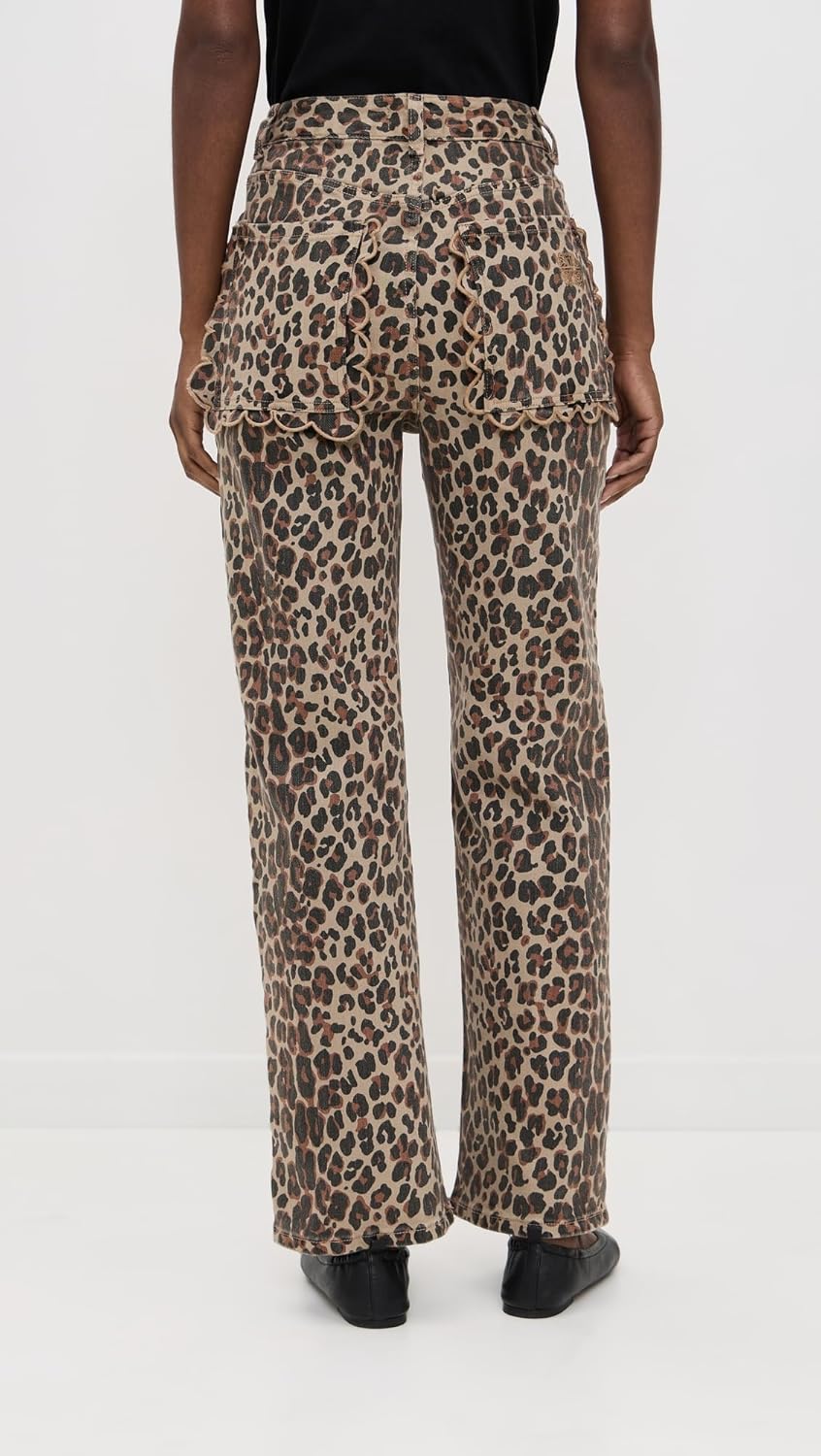 Never Fully Dressed Women's Leopard Lucia Scallop Detail Jeans - Image 3