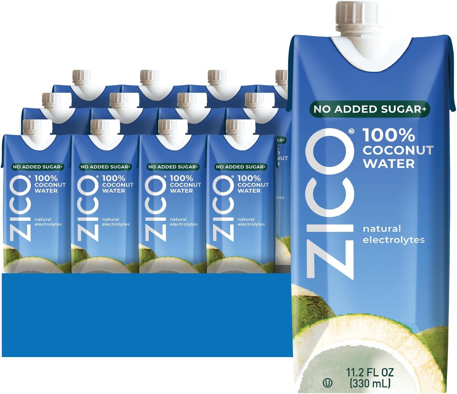 Zico 100% Coconut Water, No added Sugar, Refreshingly Delicious, Hydration with Electrolytes, 11.2 Fl Oz (Pack of 12)