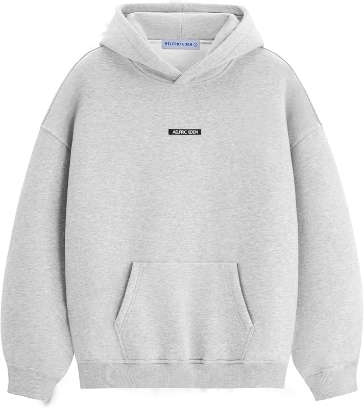 Aelfric Eden Fleece Hoodie Men Women Warm Heavyweight Plain Hoodies Oversized Hooded Sweatshirt Essential Casual Pullover Grey M