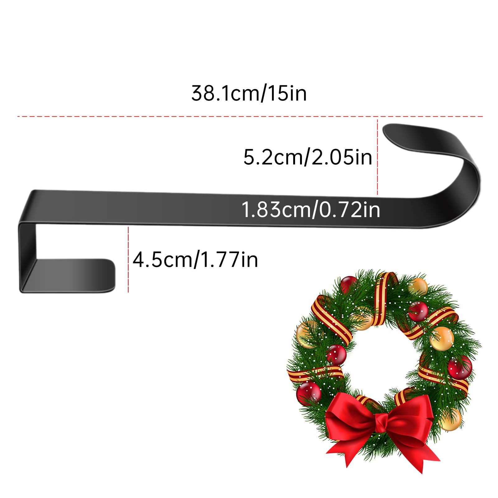 Christmas Wreath Hangers Metal Wreath Hook Over The Door Wreaths Hanger Hanging Hook,Reef Hooks for Front Door - Image 2