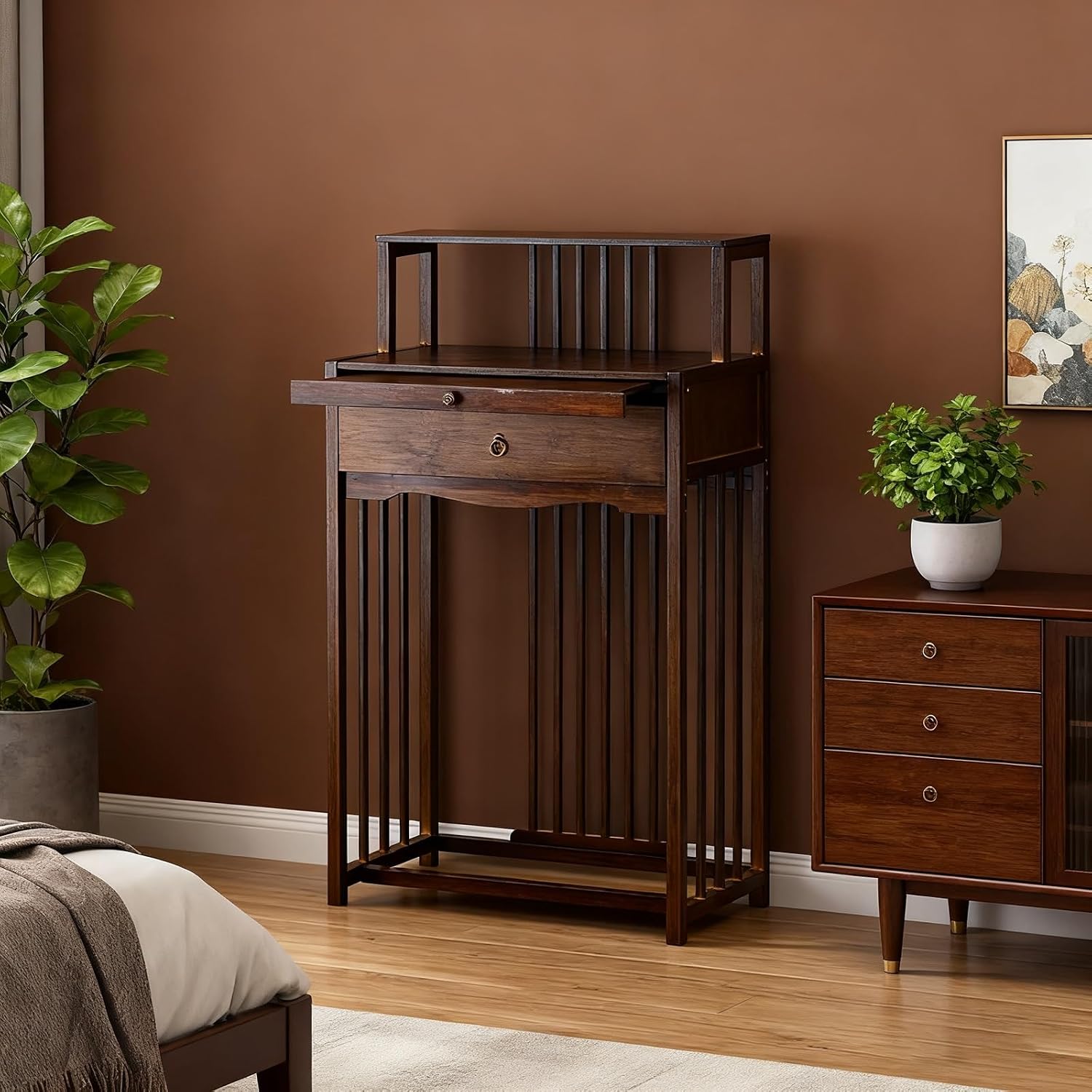 Prayer Altar Personal Shrine Stand, Meditation Table with Storage Space, for Living Room, Bedroom, Office(Walnut Color,23.6 * 15.8 * 47.2in)