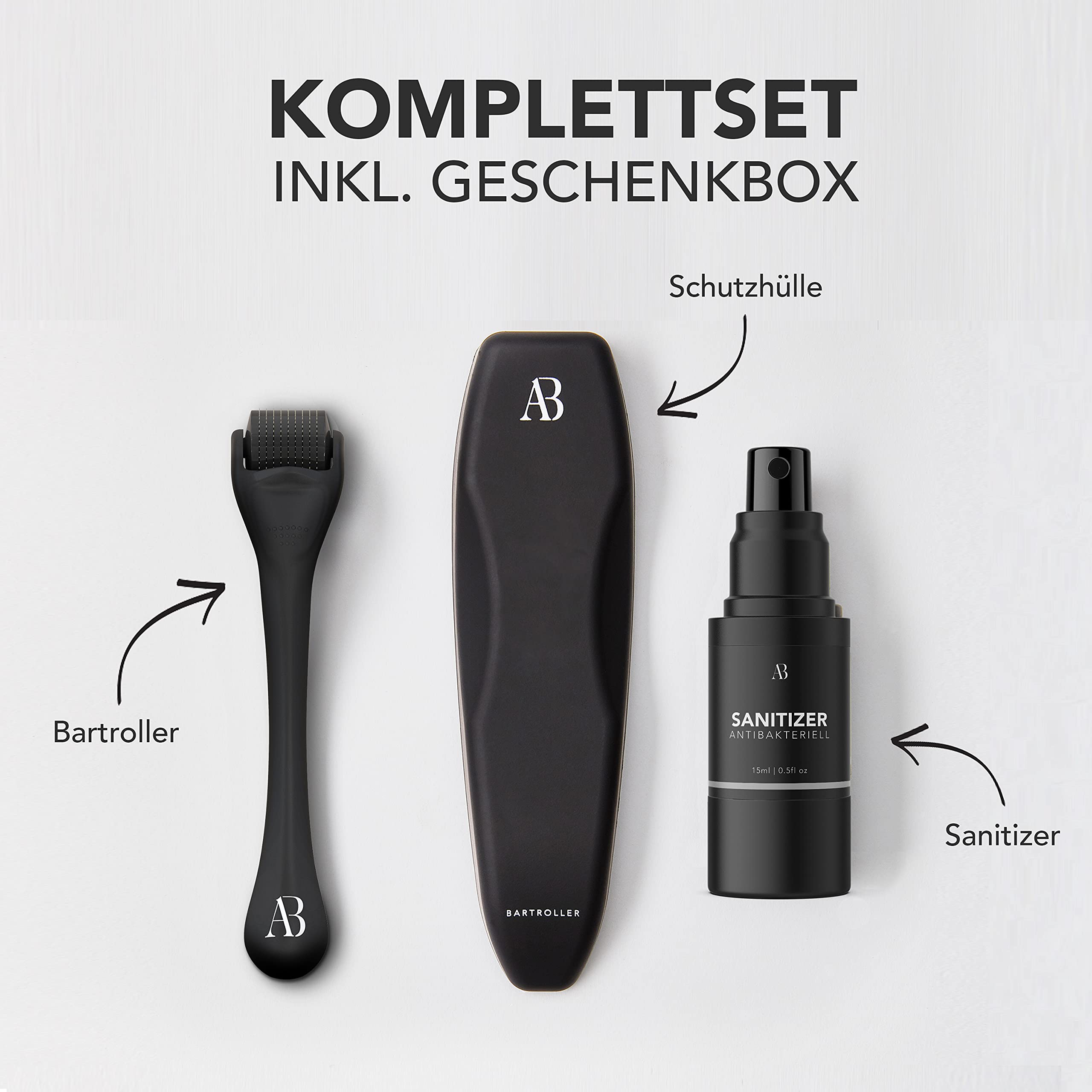 Anthony Brown® Bartroller 0,5 mm Dermaroller Set mit Reinigungsspray, Microneedling Roller für Bartpflege und Hautstimulation