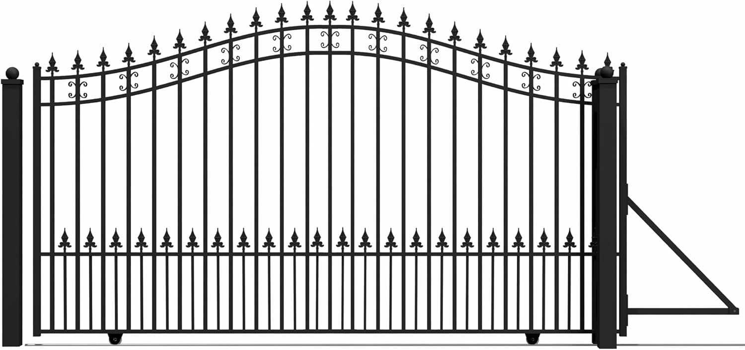 ALEKO 12x6 feet St. Louis Single Sliding Driveway Gate, Anti-Rust Galvanized Steel Security Fence Barrier - DG12STPSSL