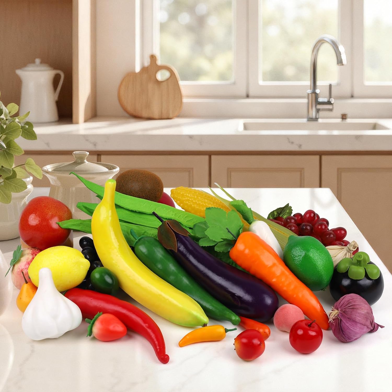 Woration 30pcs Plastic Artificial Fruit Fake Vegetables Simulation Foam Mini Fruits Set Lifelike Food Model Table Decoration Christmas Home Faux Photoshoot Garnish Festival