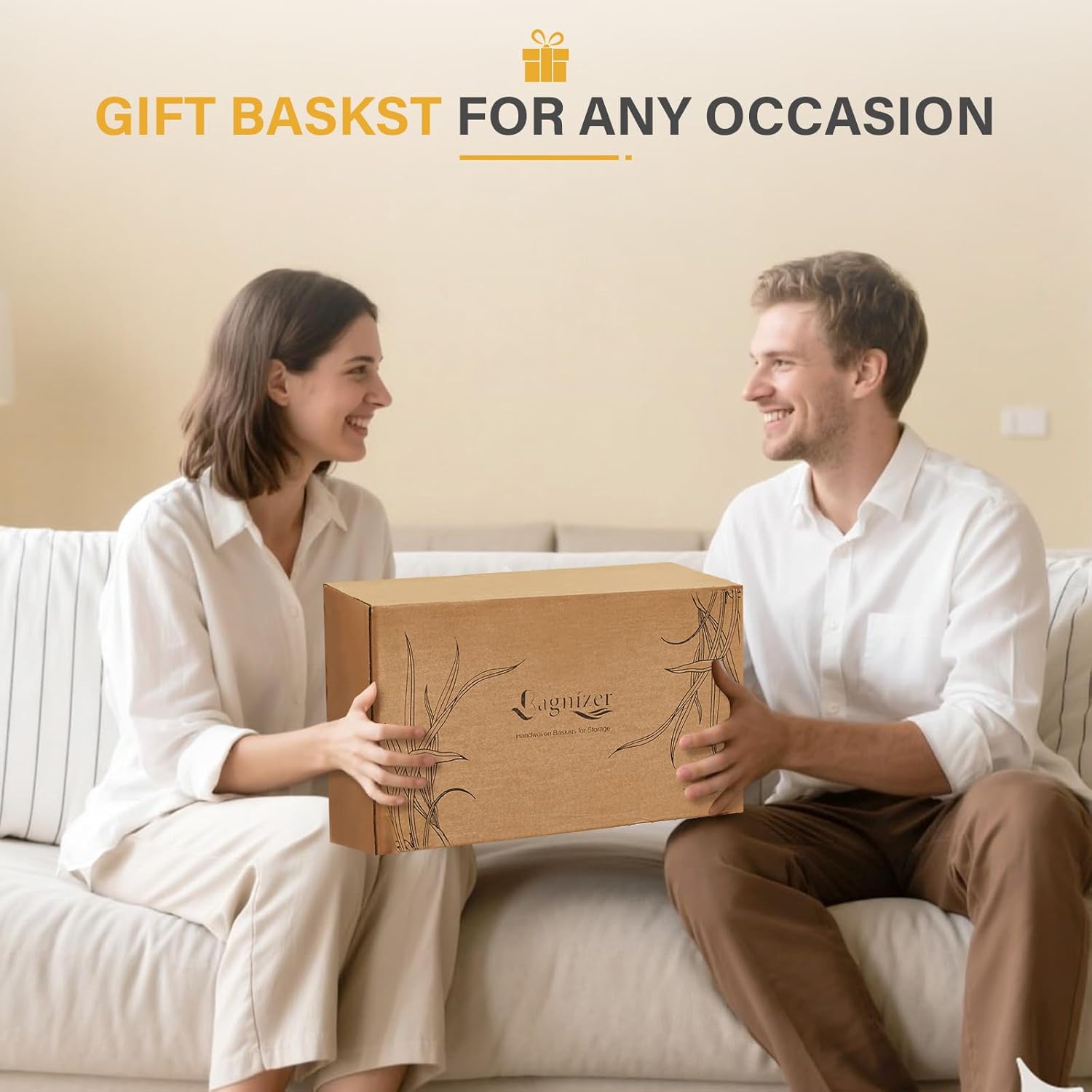 Water Hyacinth Wicker Basket, Decorative Woven Baskets with Built-in Handles, Hand-woven Storage Organizer for Organizing Pantry, Livingroom, Bedroom, Shelves, Toilet(2-PACK, Blended) - Image 9