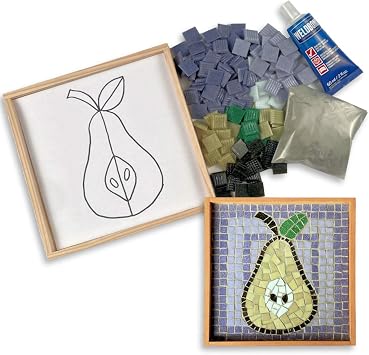 Make it Mosaics - Contemporary Glass Mosaic Kit with Leponitt Mosaic Tile Nipper  8.5" x 8.5" - Modern Pear
